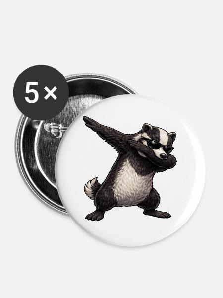 Dabbing Dachs - Buttons groß 56 mm (5er Pack) - Weiß