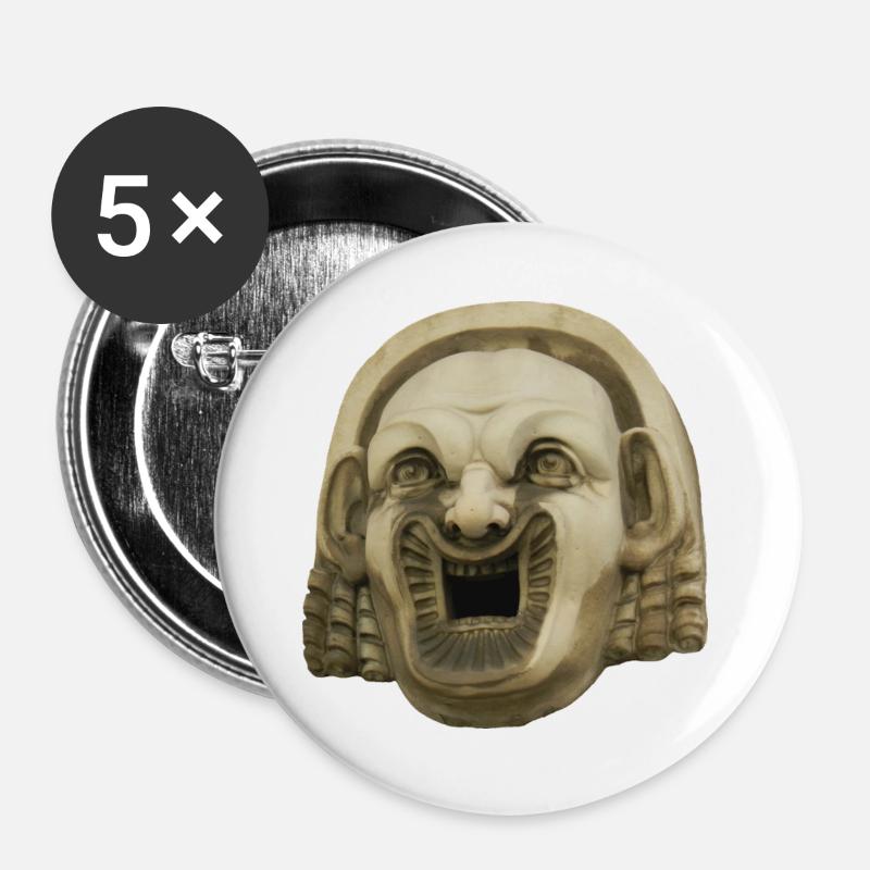 Laughing Stone Mask - Buttons large 2.2''/56 mm (5-pack) - white