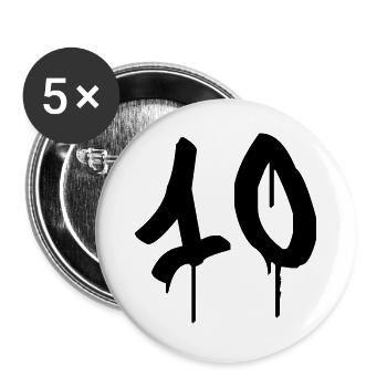 Nummer 10 Urbaner Graffiti-Stil - Buttons groß 56 mm (5er Pack) - Weiß - Vorne