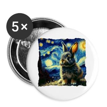 Starry sky style rabbit - Buttons large 2.2''/56 mm (5-pack) - white - Front