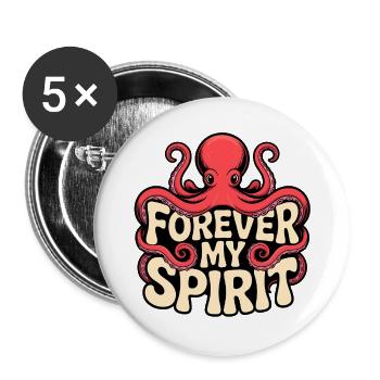 Octopus Spirit - Buttons large 2.2''/56 mm (5-pack) - white - Front