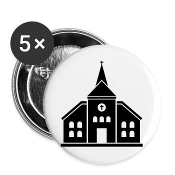 Église - Lot de 5 grands badges (56 mm) - blanc - Devant