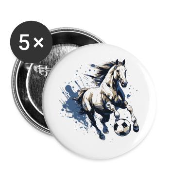 Horse Football Team - Buttons large 2.2''/56 mm (5-pack) - white - Front