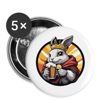 Hase Bier Lustig - Buttons groß 56 mm (5er Pack) - Weiß - Vorne