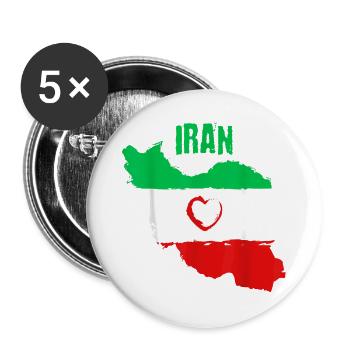 Iranian Heart Flag - Buttons large 2.2''/56 mm (5-pack) - white - Front
