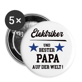 Elektriker Bester Papa Vatertag Geburtstag - Buttons groß 56 mm (5er Pack) - Weiß - Vorne