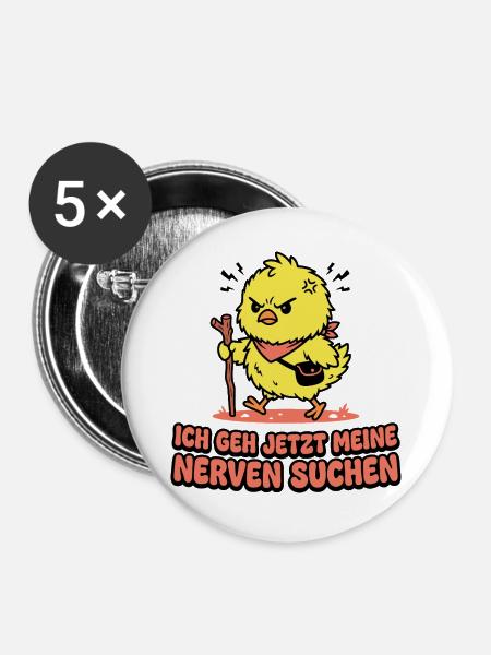 Wütendes Küken. Nerven Suchen - Buttons groß 56 mm (5er Pack) - Weiß