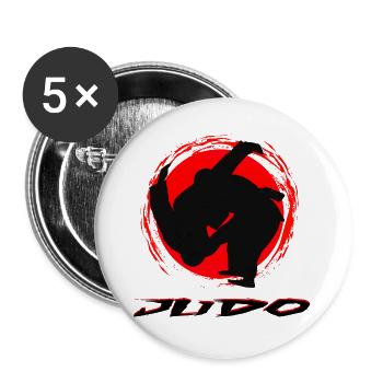Judo - Lot de 5 grands badges (56 mm) - blanc - Devant