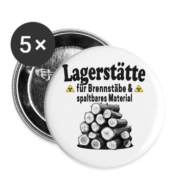 Lagerstätte Brennstäbe lustiger Holz Spruch - Buttons groß 56 mm (5er Pack) - Weiß - Vorne