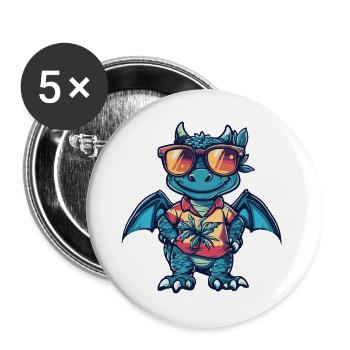 Dragon Comic Holiday - Lot de 5 grands badges (56 mm) - blanc - Devant