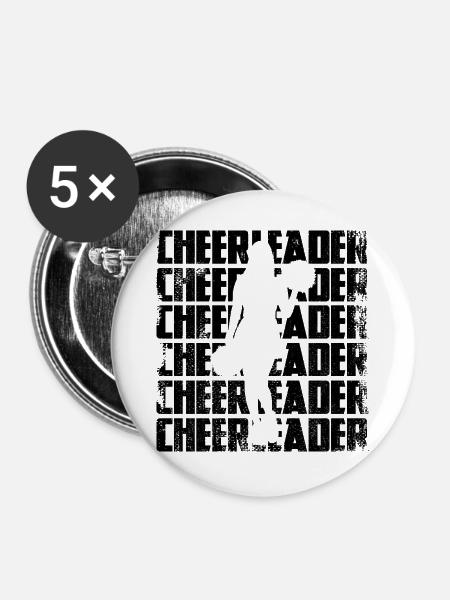 Cheerleader - Buttons groß 56 mm (5er Pack) - Weiß