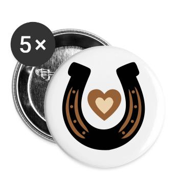 Horseshoe Heart Equestrian Luck - Buttons large 2.2''/56 mm (5-pack) - white - Front
