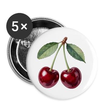 Kirschen  - Buttons groß 56 mm (5er Pack) - Weiß - Vorne