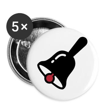 Schulglocke Klingel Pause Retro - Buttons groß 56 mm (5er Pack) - Weiß - Vorne