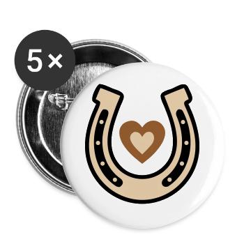 Horseshoe Heart Lucky Charm Riding - Buttons large 2.2''/56 mm (5-pack) - white - Front