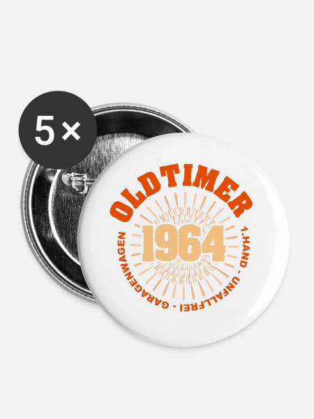 1964 - Buttons groß 56 mm (5er Pack) - Weiß