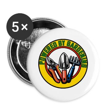 Jardinage, cercle de logo avec outils - Lot de 5 grands badges (56 mm) - blanc - Devant