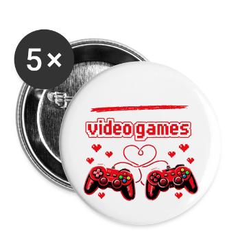 Love of Video Games - Gaming Heart Retro - Buttons large 2.2''/56 mm (5-pack) - white - Front