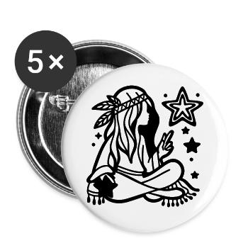 Traumfänger-Finsternis – Mystisch-minimalistisches Schwarz - Buttons groß 56 mm (5er Pack) - Weiß - Vorne