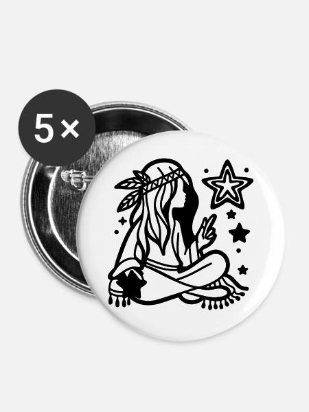 Traumfänger-Finsternis – Mystisch-minimalistisches Schwarz - Buttons groß 56 mm (5er Pack) - Weiß
