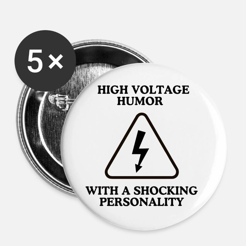 Lightning Warning Triangular Sign - Buttons large 2.2''/56 mm (5-pack) - white