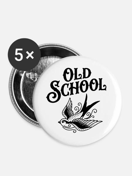 Altes Tattoo - Buttons groß 56 mm (5er Pack) - Weiß
