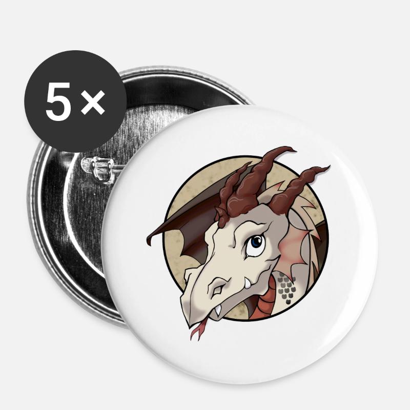 Cute Dragon - Buttons large 2.2''/56 mm (5-pack) - white