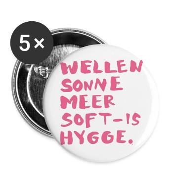 hygge words pink - Buttons groß 56 mm (5er Pack) - Weiß - Vorne