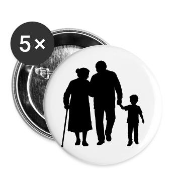 Großeltern Enkelkind Silhouette Spazieren Familie - Buttons groß 56 mm (5er Pack) - Weiß - Vorne
