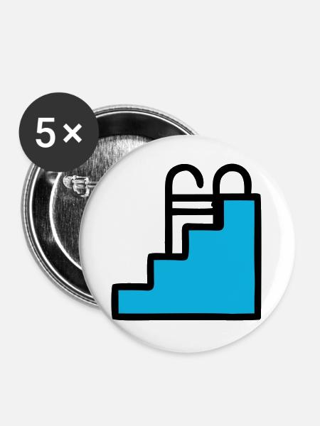  Pool Leiter Schwimmbad Icon - Buttons groß 56 mm (5er Pack) - Weiß