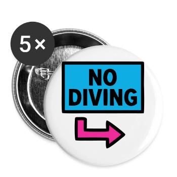 No Diving Schild Pool Retro - Buttons groß 56 mm (5er Pack) - Weiß - Vorne