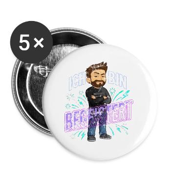 Ich bin begeistert - Buttons groß 56 mm (5er Pack) - Weiß - Vorne