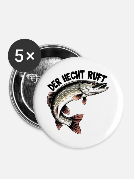 Der Hecht ruft! - Buttons groß 56 mm (5er Pack) - Weiß