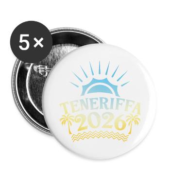 Teneriffa 2026 Bunt - Buttons groß 56 mm (5er Pack) - Weiß - Vorne
