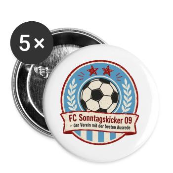 FC Sonntagskicker 09 - Buttons groß 56 mm (5er Pack) - Weiß - Vorne
