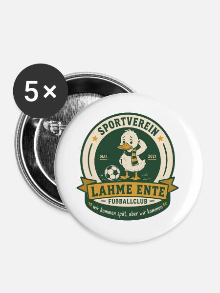 Lahme Ente Fußballclub - Buttons groß 56 mm (5er Pack) - Weiß