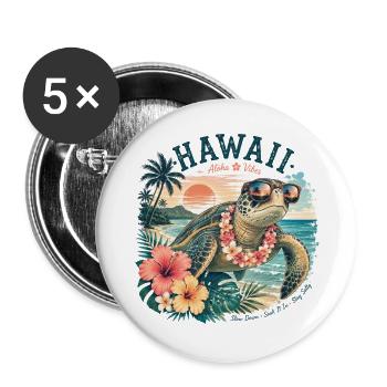 Hawaiian turtle with sunglasses - Buttons large 2.2''/56 mm (5-pack) - white - Front