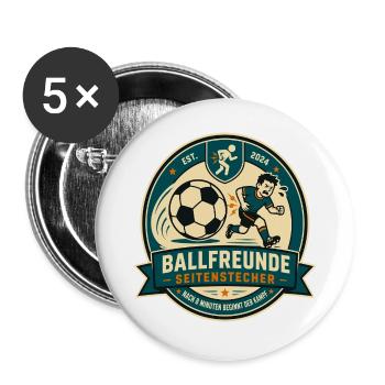 Ballfreunde Seitenstecher - Buttons groß 56 mm (5er Pack) - Weiß - Vorne