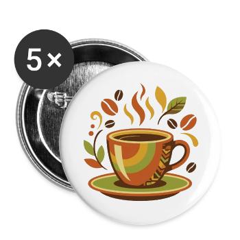 Retro Coffee Club Vintage Coffee Lover Design - Buttons large 2.2''/56 mm (5-pack) - white - Front