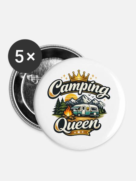 Camping Queen - Buttons groß 56 mm (5er Pack) - Weiß