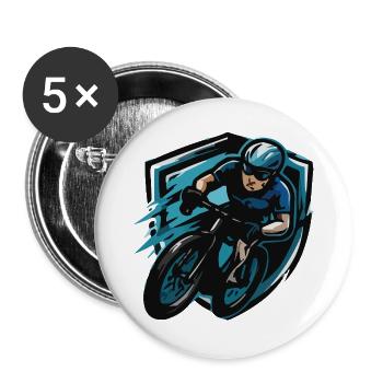 Blason de la bande dessinée Cycliste - Lot de 5 grands badges (56 mm) - blanc - Devant