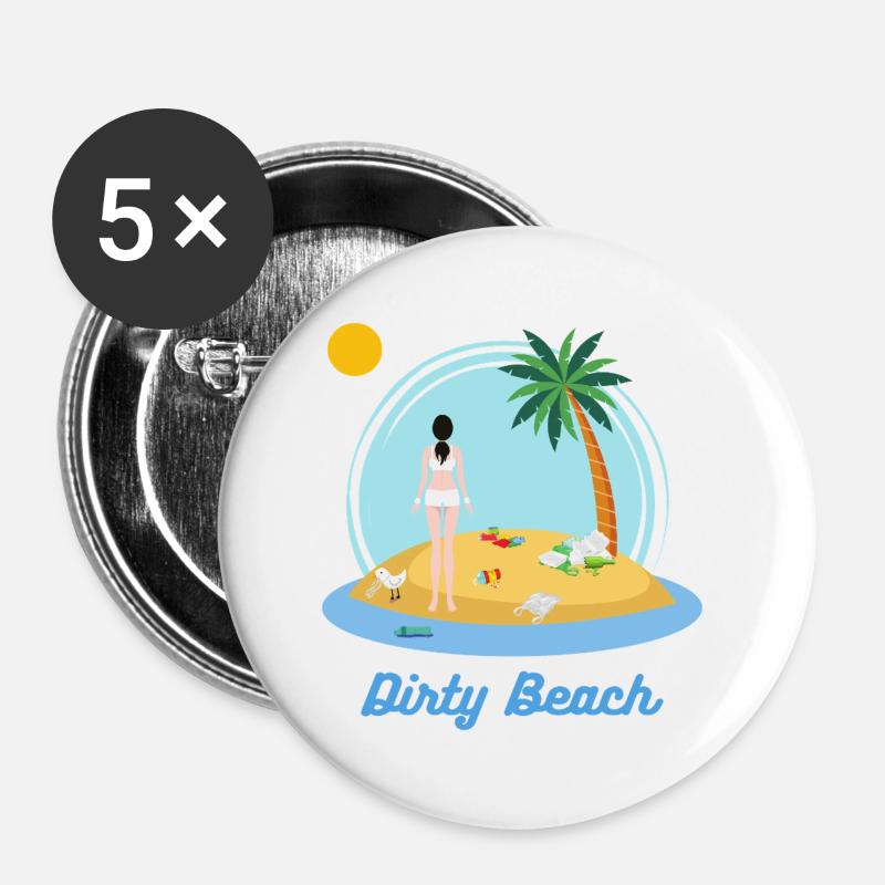 Schmutziger Strand - Buttons groß 56 mm (5er Pack) - Weiß