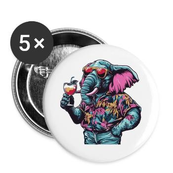 Été de la bande dessinée Elephant - Lot de 5 grands badges (56 mm) - blanc - Devant