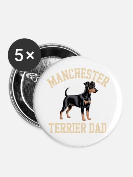 Manchester Terrier Dad Geschenk - Buttons groß 56 mm (5er Pack) - Weiß