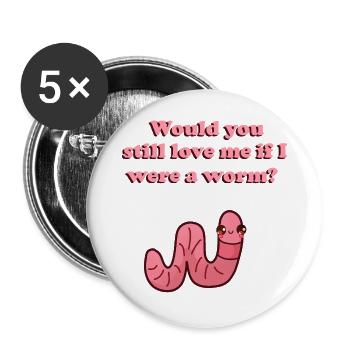 Imprimé de vers de terre pour couples ( ASSORTI 1 ) - Lot de 5 grands badges (56 mm) - blanc - Devant
