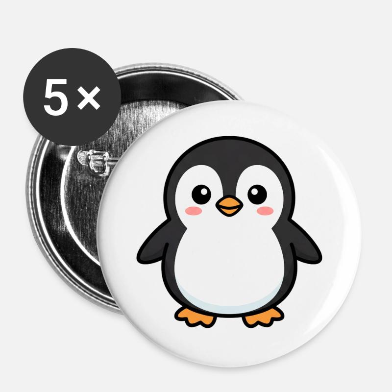 Niedlicher Pinguin-Pixel-Freund - Buttons groß 56 mm (5er Pack) - Weiß