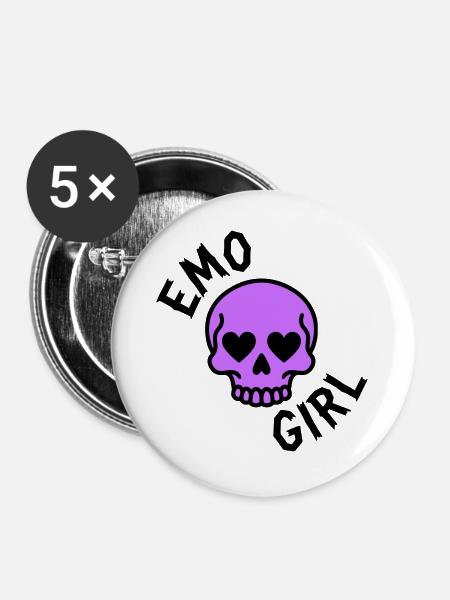 Emo Girl - Buttons groß 56 mm (5er Pack) - Weiß