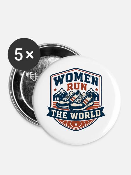 Frauen beherrschen die Welt - Buttons groß 56 mm (5er Pack) - Weiß