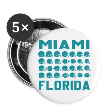 Miami Florida Football Shield - Buttons groß 56 mm (5er Pack) - Weiß - Vorne