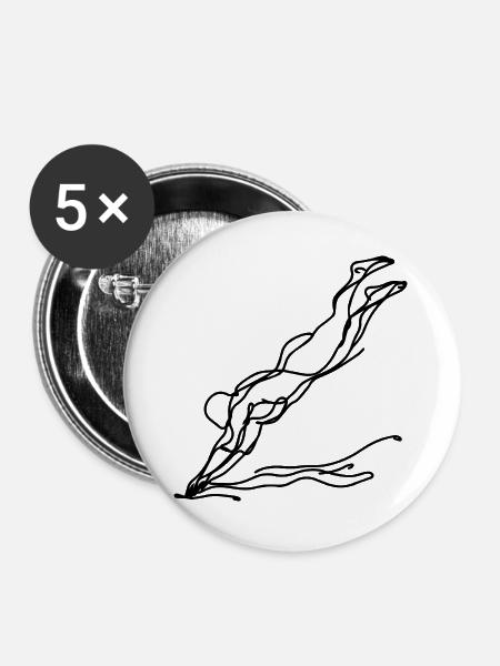 Schwimmerin Zeichnung - Buttons groß 56 mm (5er Pack) - Weiß